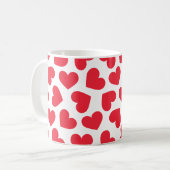 Mug Motif de cœurs Élégant Moderne Blanc Rouge Chic (Devant gauche)