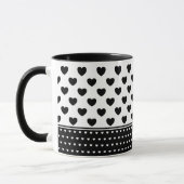Mug Motif de Coeurs Noir Et Blanc Élégant (Gauche)