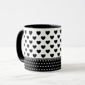 Mug Motif de Coeurs Noir Et Blanc Élégant (Devant gauche)