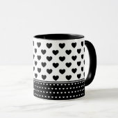 Mug Motif de Coeurs Noir Et Blanc Élégant (Devant droit)