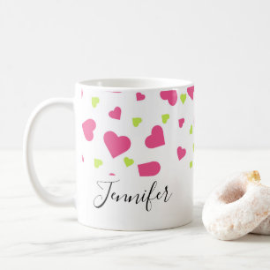 Mug Motif de Coeurs Rose et Vert mignon