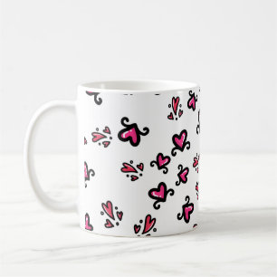Mug Motif de cœurs roses – Conception de gribouillis m