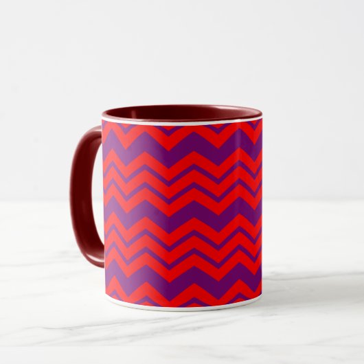 Mug Motif de conception Chevron rouge et violet (Devant gauche)