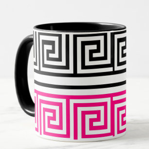 Mug Motif de conception de clé grecque en frise rose n