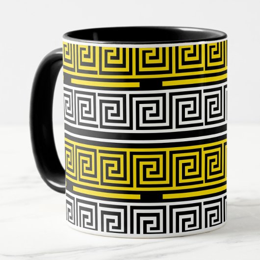 Mug Motif de conception de frise à clé grecque jaune b