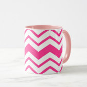 Mug Motif de conception de zigzag chevron blanc rose  (Devant droit)