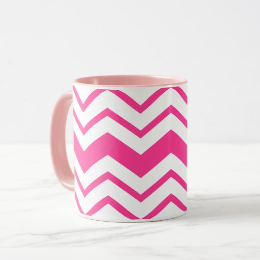 Mug Motif de conception de zigzag chevron blanc rose  (Devant gauche)