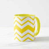 Mug Motif de conception en chevron zigzag blanc jaune (Devant droit)