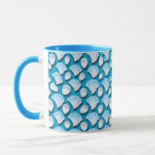 Mug Motif de coquillages bleu et blanc (Gauche)