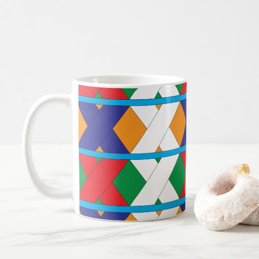 Mug Motif de couleur diamant géométrique contemporain (Avec donut)