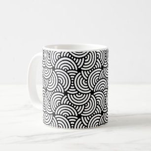 Mug Motif de courbe en demi-cercle blanc noir