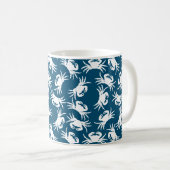 Mug Motif de crabe blanc et bleu sans joint (Devant droit)