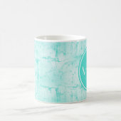 Mug Motif De Crackle À La Menthe Aqua Avec Monogramme (Centre)