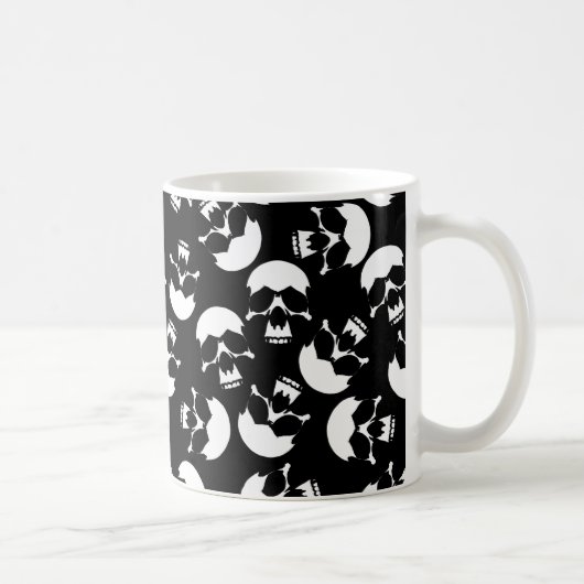 Mug Motif de crâne esthétique noir et blanc foncé (Droite)