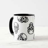 Mug Motif de crâne pixelisé blanc classique simple (Devant gauche)
