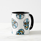 Mug Motif de crâne pixelisé Cyborg (Devant droit)