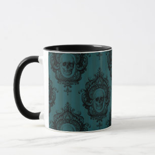 Mug Motif de crâne sur des bandes verticales vertes Ha