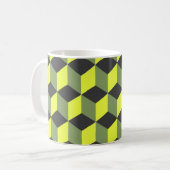 Mug Motif de cube isométrique jaune noir gris (Devant gauche)