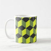 Mug Motif de cube isométrique jaune noir gris (Gauche)