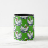 Mug Motif de cygnes sur fond vert (Centre)
