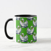 Mug Motif de cygnes sur fond vert (Gauche)
