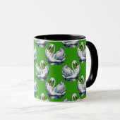 Mug Motif de cygnes sur fond vert (Devant droit)