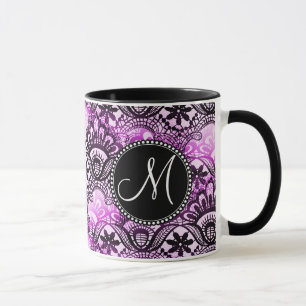 Mug Motif de Damas de dentelle violette personnalisé