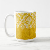 Mug Motif de Damas de Grunge Jaune avec texte personna (Gauche)