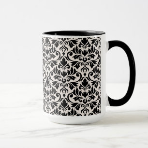 Mug Motif de Damas en fleur noir sur crème
