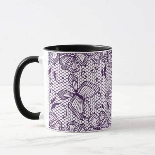 Mug Motif de dentelle avec des papillons (Gauche)