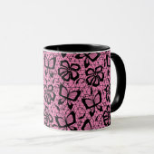 Mug motif de dentelle avec des papillons (Devant droit)