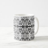 Mug Motif de dentelle grise et blanche (Devant droit)