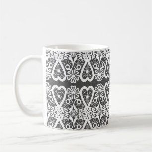 Mug Motif de dentelle grise et blanche
