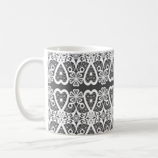 Mug Motif de dentelle grise et blanche (Gauche)
