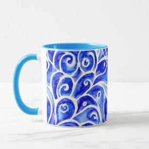 Mug Motif de design Abstrait bleu et blanc