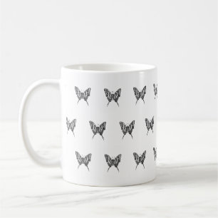 Mug Motif de dessin d'encre de papillon noir et blanc