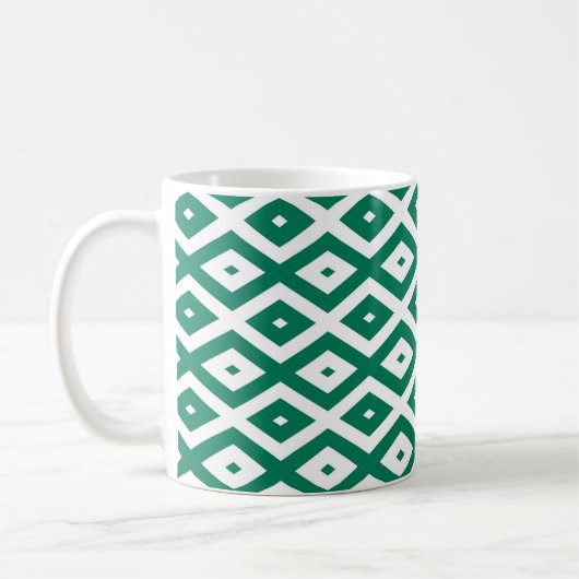 Mug Motif de diamant vert et blanc (Gauche)