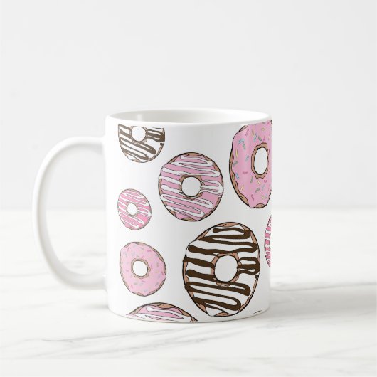 Mug Motif De Donuts, Donuts Roses, Donuts Blancs (Gauche)