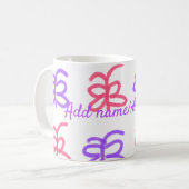 Mug Motif de doodle de papillon rose violet ajouter le (Devant gauche)