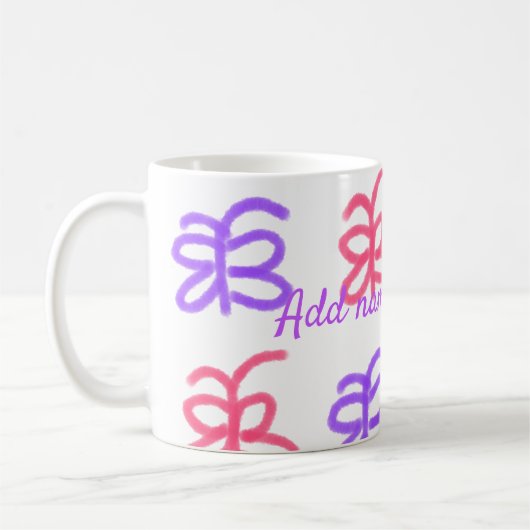 Mug Motif de doodle de papillon rose violet ajouter le (Gauche)