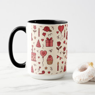 Mug Motif de doodle pour célébration romantique