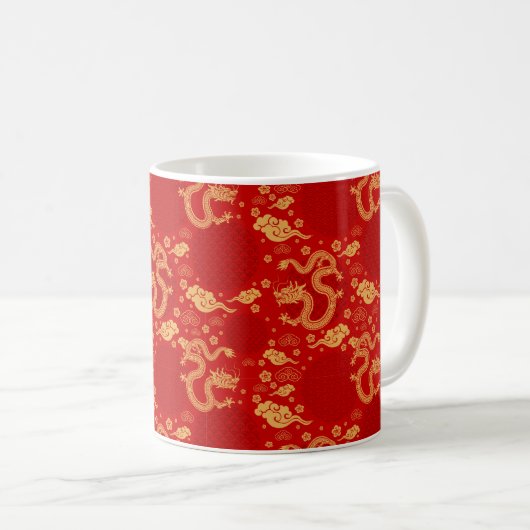Mug Motif de dragon d'or - Chinois Année lunaire 2024 (Devant droit)