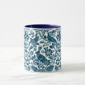 Mug Motif de faisan et lièvre, blanc et bleu foncé (Centre)
