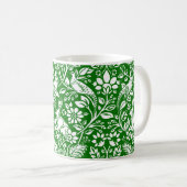 Mug Motif de faisan et lièvre, vert émeraude et blanc (Devant droit)