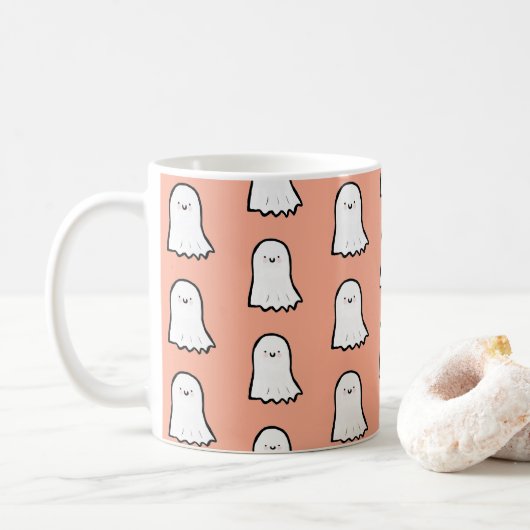 Mug Motif de fantôme amical mignon Halloween (Avec donut)