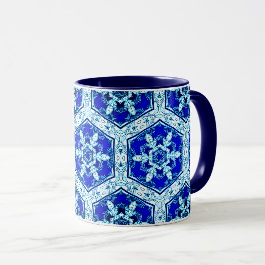Mug Motif de fermeture de flocon de neige - Bleu et bl (Devant droit)