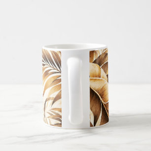 Mug Motif de feuillage de palmier tropical beige sépia