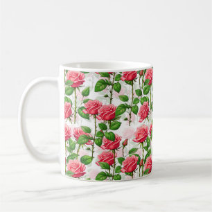 Mug Motif de feuillage floral rose