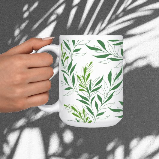 Mug Motif de feuillage verdoyant Élégant vert et blanc