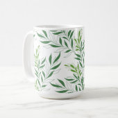 Mug Motif de feuillage verdoyant Élégant vert et blanc (Devant gauche)